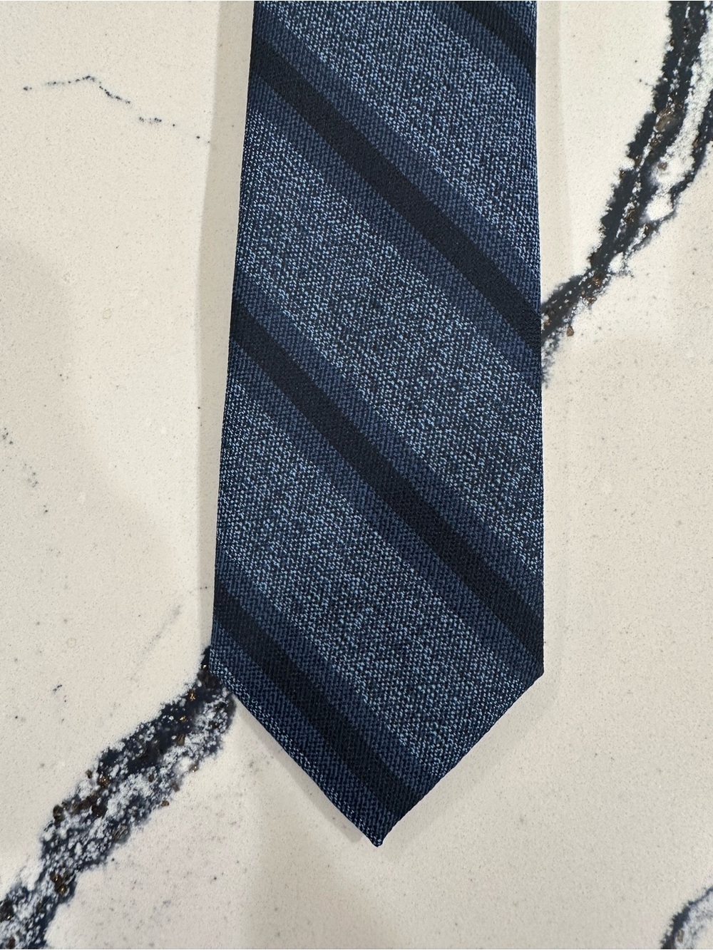 Bar III Blue and Navy Textured Diagonal Stripe Tie